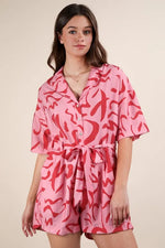 VERY J Oversized Printed Button Down Resort Romper