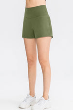 Wide Waistband Sports Shorts with Pockets - Ladyez