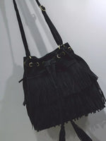 Fringe Drawstring Crossbody Bag