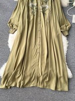 Floral Button Front Long Sleeve Dress