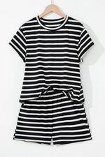 Striped Short Sleeve Top and Shorts Set