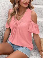 Cold Shoulder V-Neck T-Shirt
