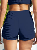 FAM-FAM Ruched Mid-Rise Waist Swim Shorts - Ladyez