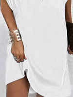Full Size V-Neck Slit Sleeve Mini Dress Plus Size