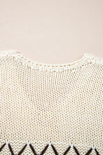 V-Neck Knit Long Sleeve Sweater