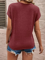 Full Size Lace Detail V-Neck Short Sleeve T-Shirt - Ladyez