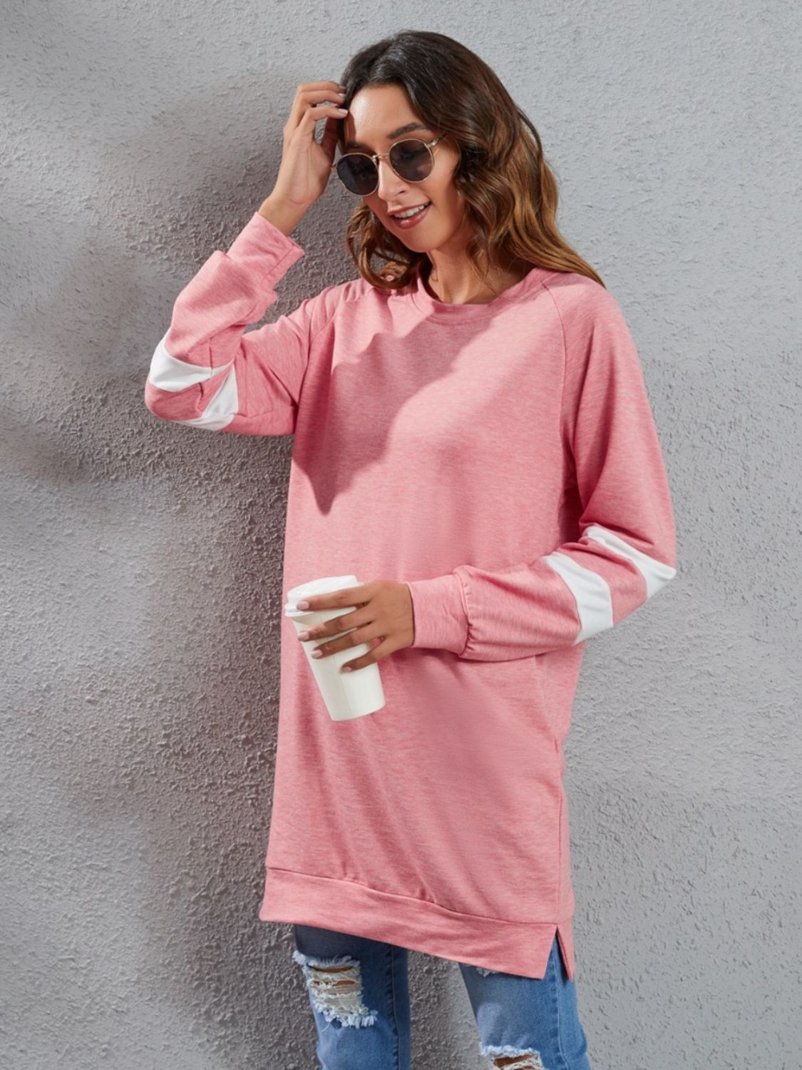 Full Size Striped Round Neck Long Sleeve T-Shirt - Ladyez