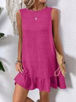 Ruffled Hem Round Neck Sleeveless Dress - Ladyez