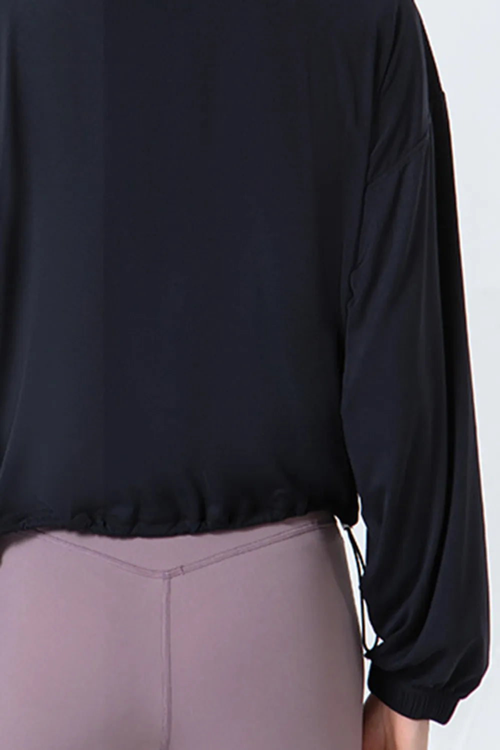 Drawstring Zip Up Dropped Shoulder Active Outerwear - Ladyez