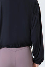 Drawstring Zip Up Dropped Shoulder Active Outerwear - Ladyez