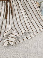 Striped Tie Front Top and Shorts Lounge Set