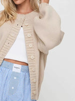 Full Size Button-Down Knit Cardigan Plus Size