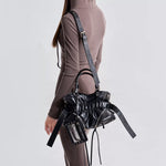 Ruched Leather Crossbody Bag