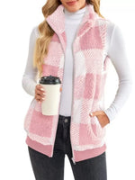 Full Size Color Block Zip Up Vest Coat Plus Size