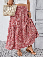 Plus Size Floral Print Tiered Skirt