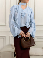 Ruffle Trim Chiffon Blouse