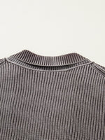 Mineral Wash Exposed Seam Patchwork Knit Open Sweater Cardigan