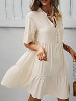 Boho Ruffle Sleeve Button Down Tiered Mini Dress
