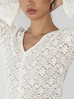 Lace V-Neck Flare Sleeve T-Shirt