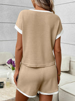 Contrast Trim Short Sleeve Top and Shorts Set