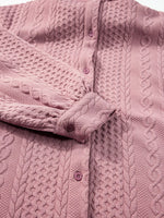 Cable Texture Puff Sleeve Loose Shacket