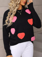 Valentine's Day Heart Pattern Long Sleeve Sweater