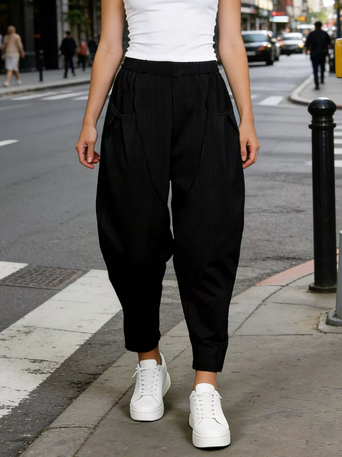 Plus Size Casual Elastic Waist Harem Pants