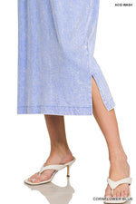 Zenana Washed Exposed Seam Short Sleeve T-Shirt Dress
