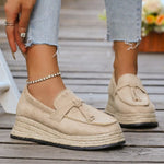 Round Toe Platform Slip-Ons