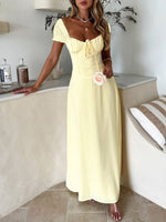 Devine Sweetheart Neck Short Sleeve Maxi Dress - Ladyez
