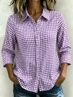Full Size Plaid Collared Neck Button Up Shirt Plus Size