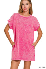 Zenana Premium Cotton Washed T-Shirt Dress