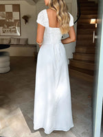 Devine Sweetheart Neck Short Sleeve Maxi Dress - Ladyez
