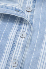 Stripe Boyfriend Chest Pocket Classic Denim Shacket