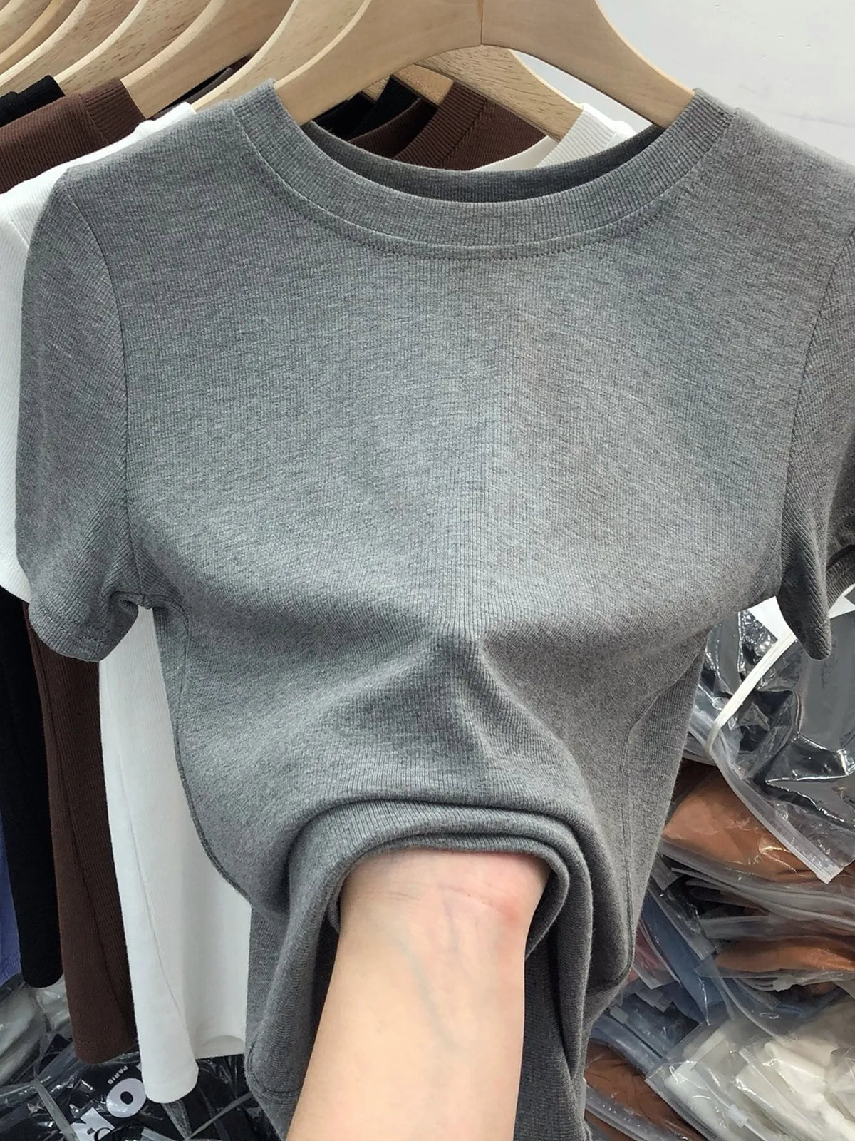Crew Neck Short Sleeve T-Shirt - Ladyez