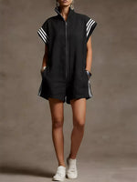 Striped Zip Front Romper