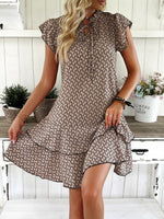 Full Size Ruffled Layered Printed Mini Dress Plus Size - Ladyez