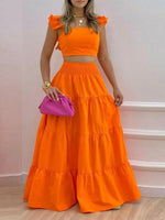 Crop Top and Tiered Maxi Skirt Set