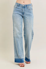 Judy Blue Full Size Mr Release Hem Wide Leg Jeans Plus Size - Ladyez