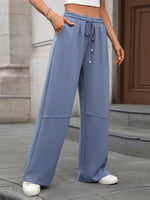 Drawstring High Waist Wide Leg Casual Pants
