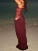 Lace Panel Bodycon Maxi Dress