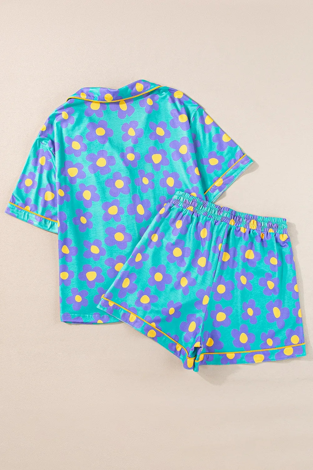 Pocketed Flower Half Sleeve Top and Shorts Lounge Set - Ladyez