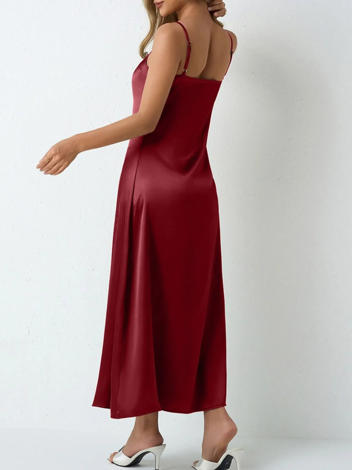 Satin Cowl Neck Cami Dress