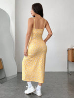 Slit Bodice Midi Cami Dress