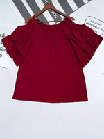 Cold Shoulder Ruffle Sleeve T-Shirt