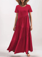 Round Neck Tiered Ruffle Maxi Dress - Ladyez
