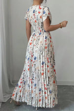 Floral Print Pleated Maxi Dress