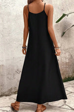Tropical Leaf Print V-Neck Maxi Cami Dress