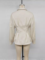 Ruched Button-Up Peplum Shirt