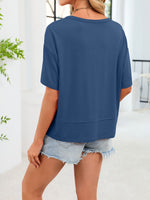 V-Neck Relaxed Fit Solid Color T-Shirt